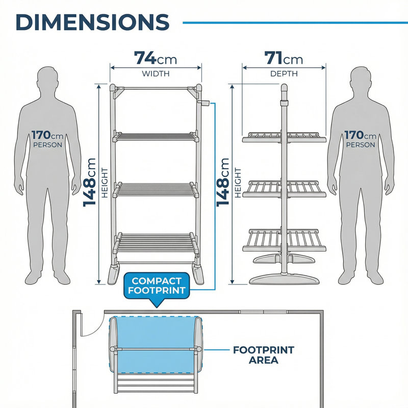 Aluminium Foldable Freestanding Heated Drying Rack