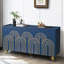Buffet moderne cannelé avec rangement, élément incurvé avec lignes strictes, armoire de rangement à 4 portes avec tablettes réglables pour la cuisine, la salle à manger et le salon-310271585