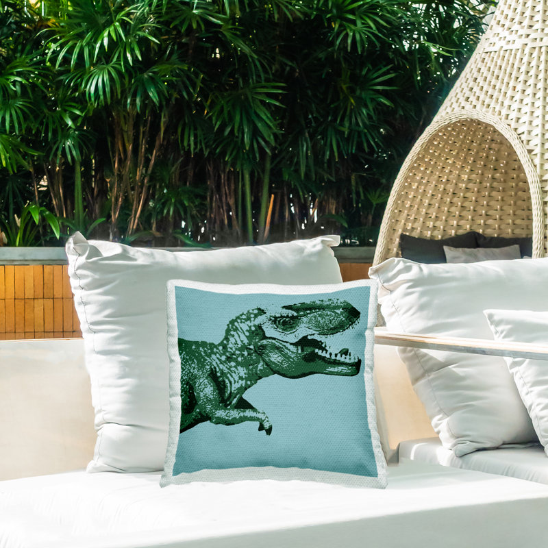 Coussin d'extérieur à imprimé abstrait Abstract T-Rex Dinosaur par Daphne Polselli, Oui