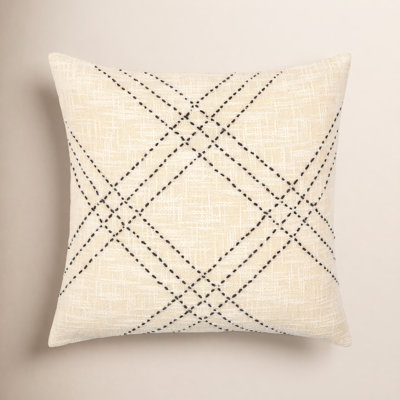 Frida Embroidered Cotton Throw Pillow