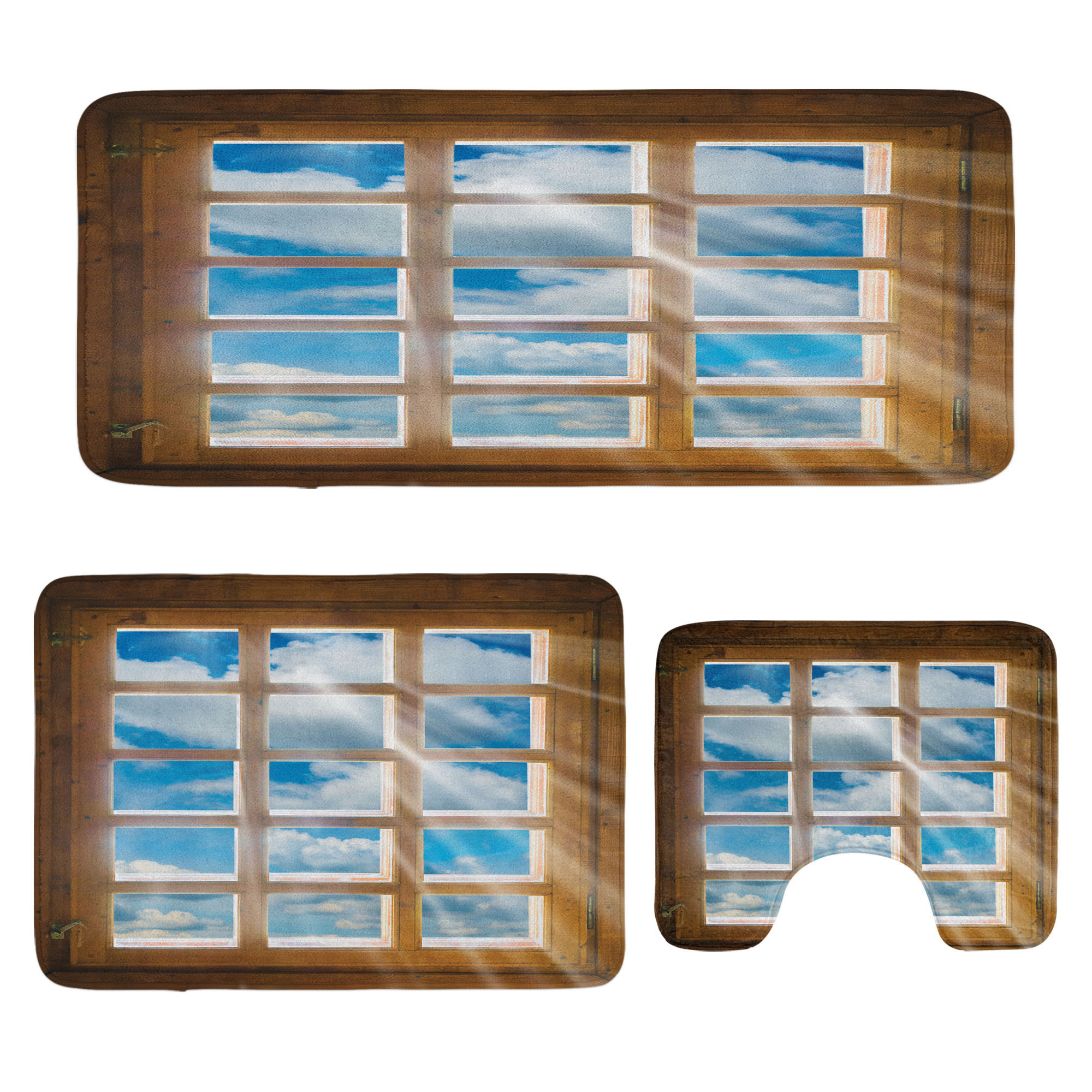 East Urban Home Rustic Bathroom Rug Set 3 Pieces U-Shape & Rectangle ...