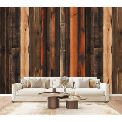 Papier peint auto-adhésif en papier à peler et coller rustique en bois brûlé foncé H 69 po x l 96 po amovible pour chambre à coucher, bureau à domicile