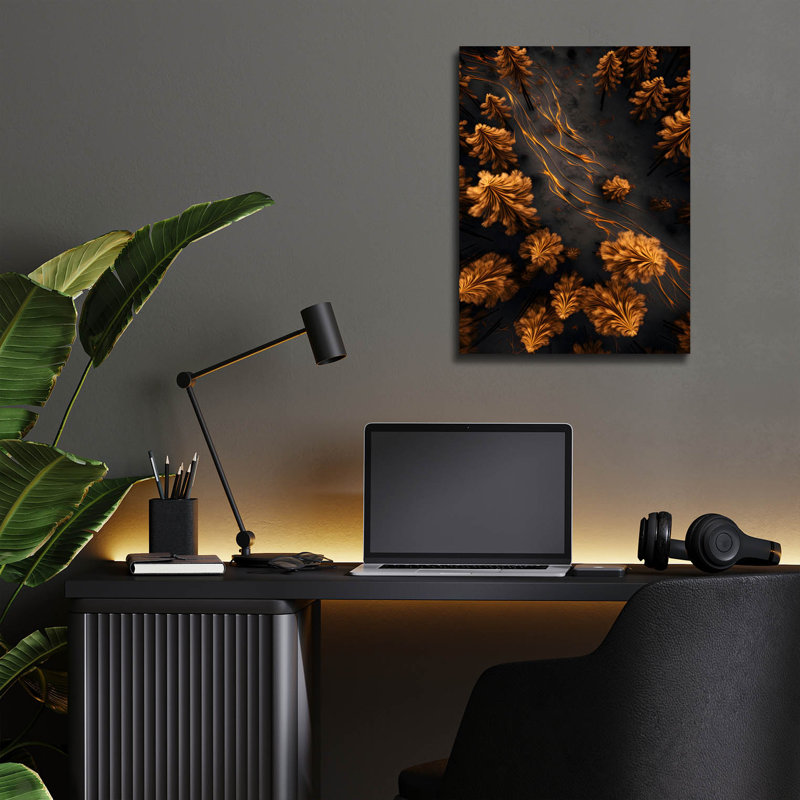 «Golden Forest» par Andreas Magnusson, art mural en verre acrylique, H 16 po x l 12 po x P 0,13 po