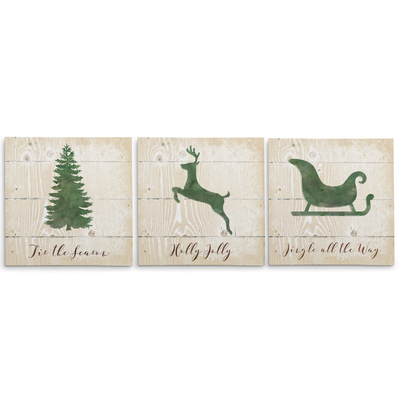 «Christmas Silhouette», ensemble de 3 impressions sur toile tendue