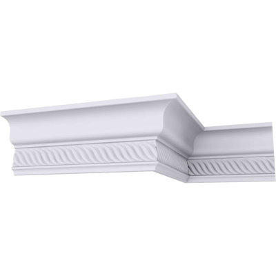 Endurathane Alexandria Crown Moulding, 3 3/4"H x 1 7/8"P x 3 7/8"F x 94 1/2"L, (1/2" Repeat), Factory Primed
