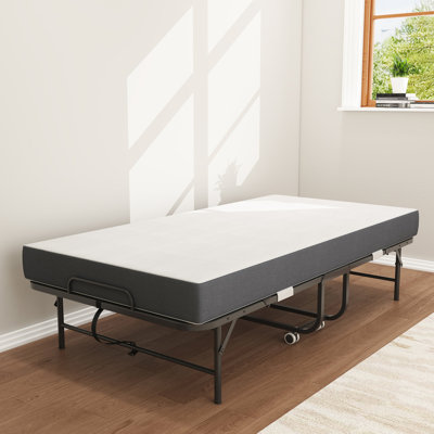 Lit escamotable 3,7 po matelas en mousse à mémoire de forme - portable pour bureaux et appartements, structure en métal, confortable avec des invités supplémentaires de soutien épais, 75 po x 38 po