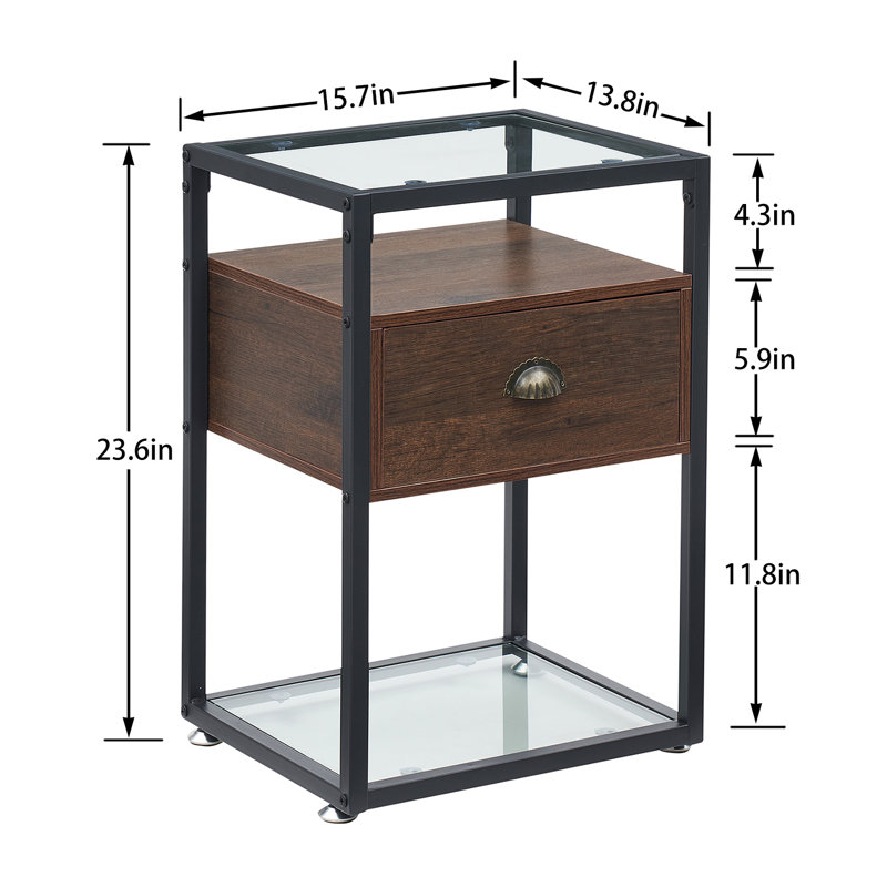 Ensemble de tables de bout Audrinah, Brun