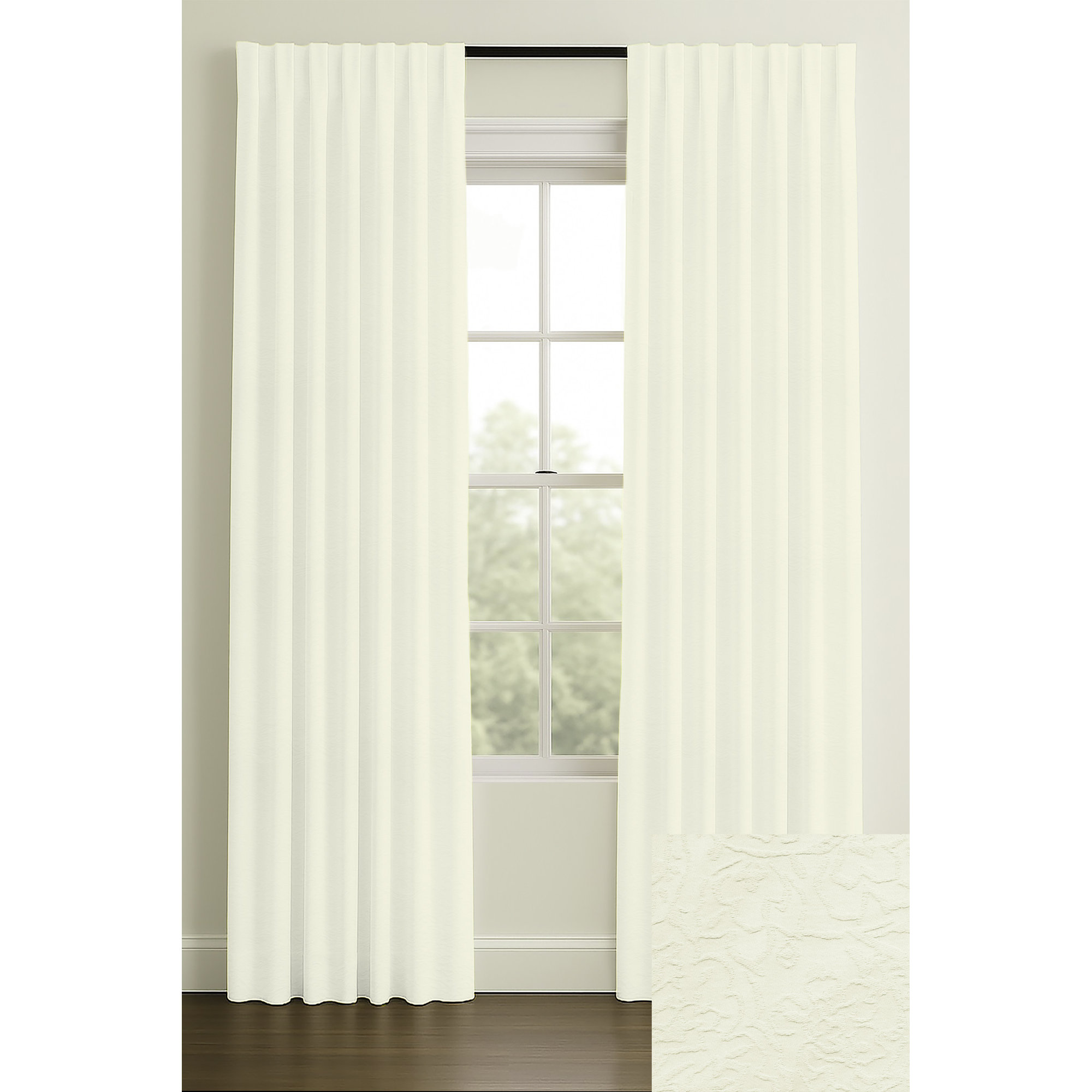 Rod Pocket/Back Tab Single Lining Cotton Matelesse, Cream, 50" W x 84" L