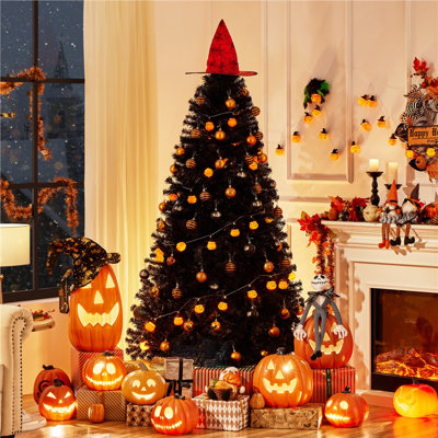 Multi-colored Hinged Fir Artificial Christmas Tree with Foldable Stand