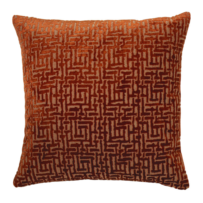 Croom Geometric Square Cushion Cover, Rust