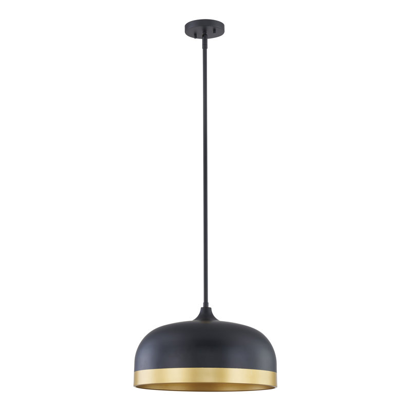 Luminaire suspendu 3 lumières avec abat-jour en acier Mercer41 Elington, Noir mat / Or