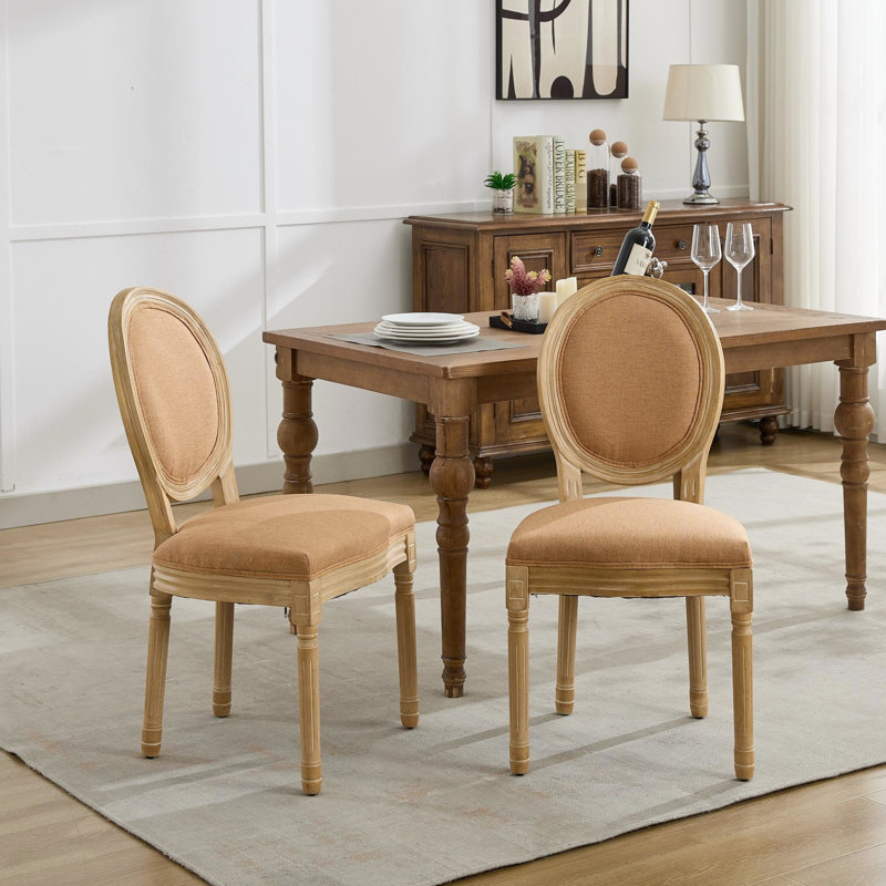 Chaises de salle à manger de style français avec cadre en bois massif brun clair et 2 coussins intérieurs en mousse à ressorts en mousse souple 22,58 po de profondeur 19,11 po de largeur 36,72 po de hauteur 12,2 po. De colis 38,5 po