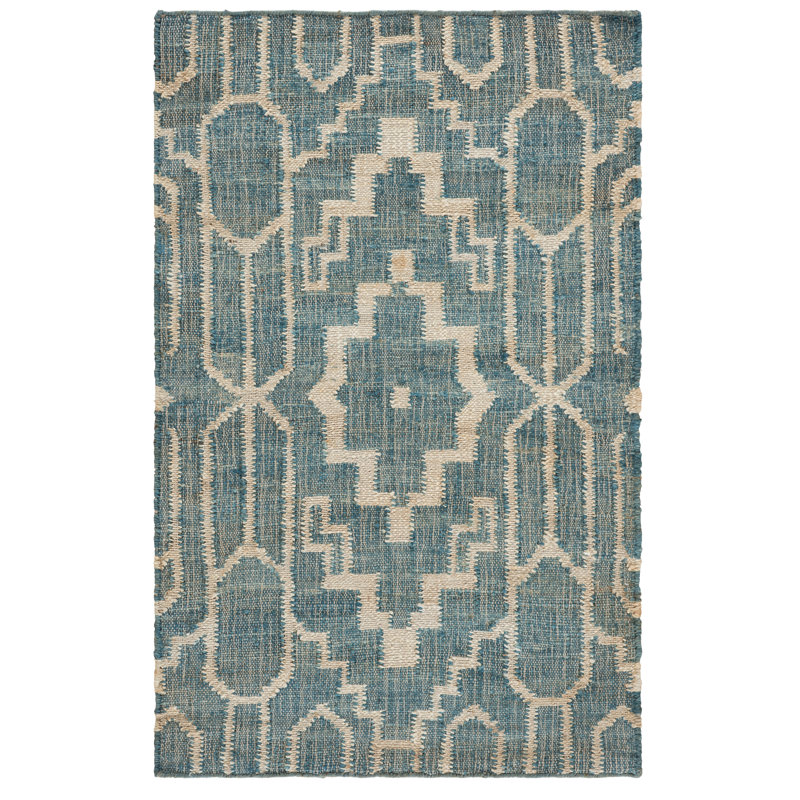 Natural Fiber Flat Weave Jute Southwestern Rug, Rectangle 3' x 5'