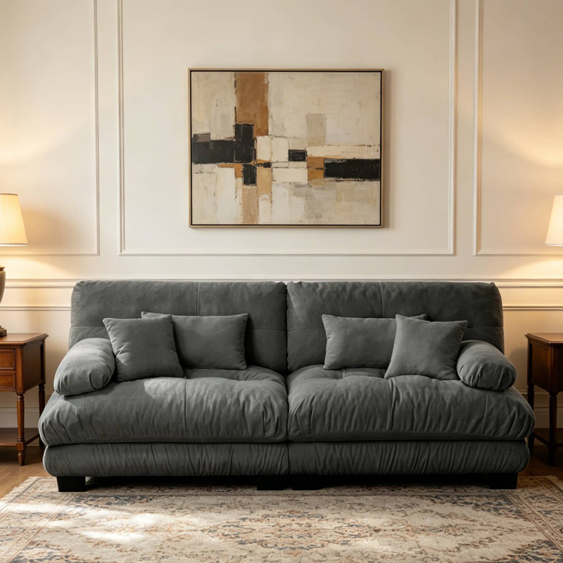 Canapé modulaire capitonné en chenille pour salon, Gris