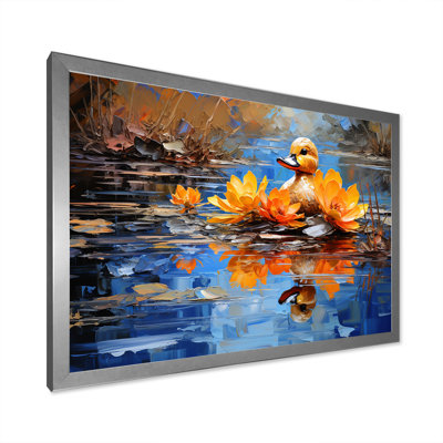 «Blue and Brown Duck In Pond III» - Art mural animal canard
