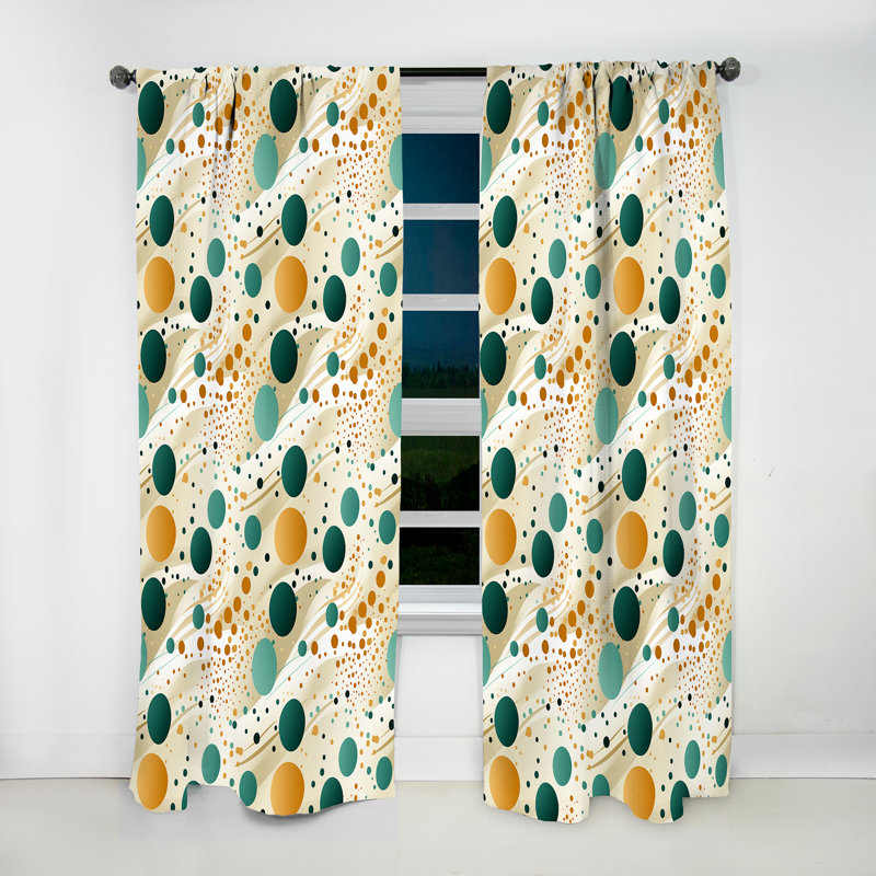 Multicolore motif Mid-Century sur beige I - Rideau obscurcissant géométrique Mid-Century - 1 panneau, L 52 po x L 90 po