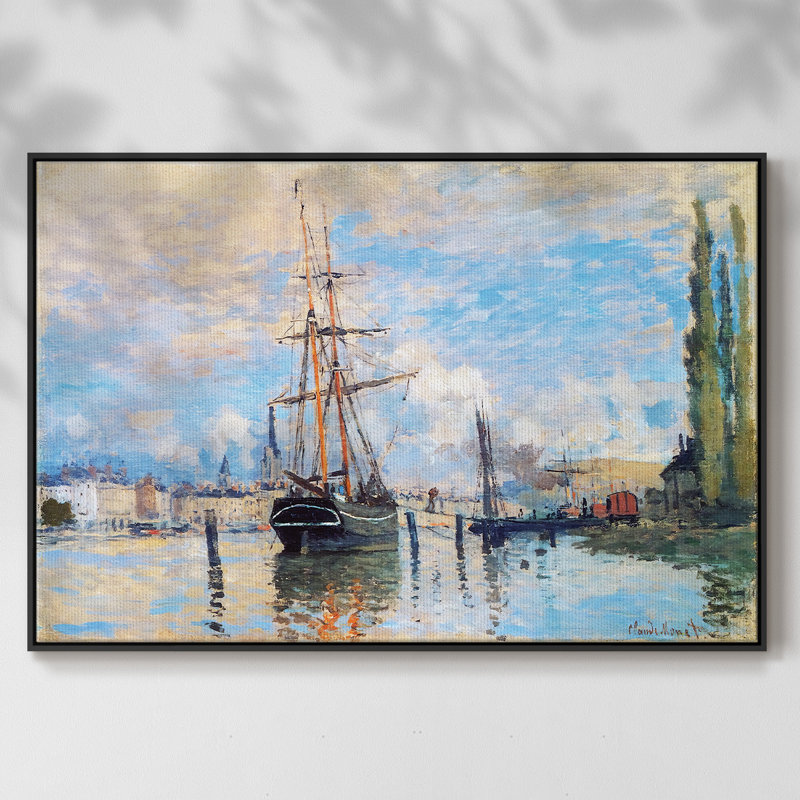 " The Seine At Rouen, 1872 ", 17" H x 25" W x 2" D, Black