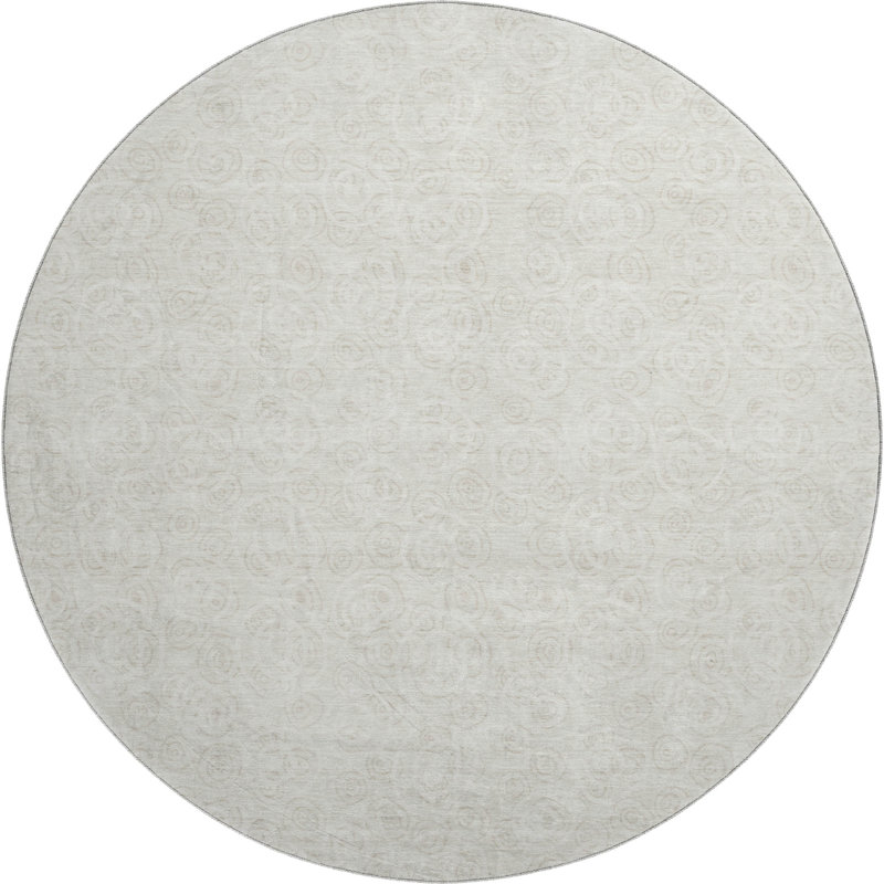 Premium Machine Washable Prisco Ivory Rug, Round 8'