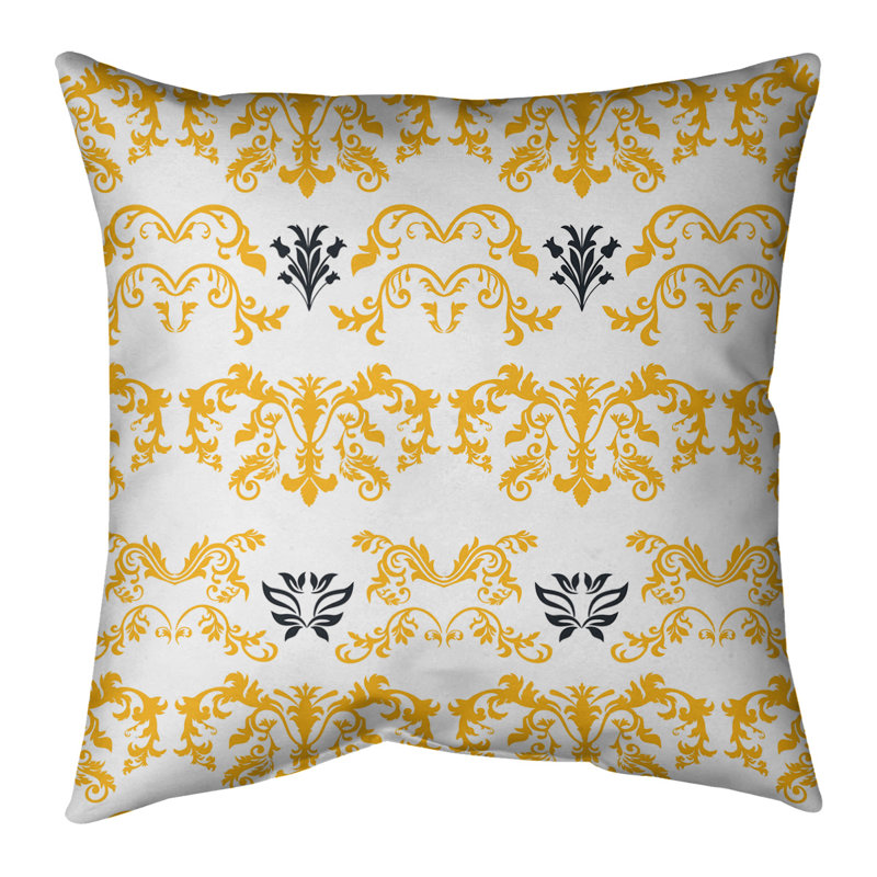 Housse de coussin Pittsburgh Football Baroque, 16 po x 1 po, Blanc / jaune / noir, Croisé en coton