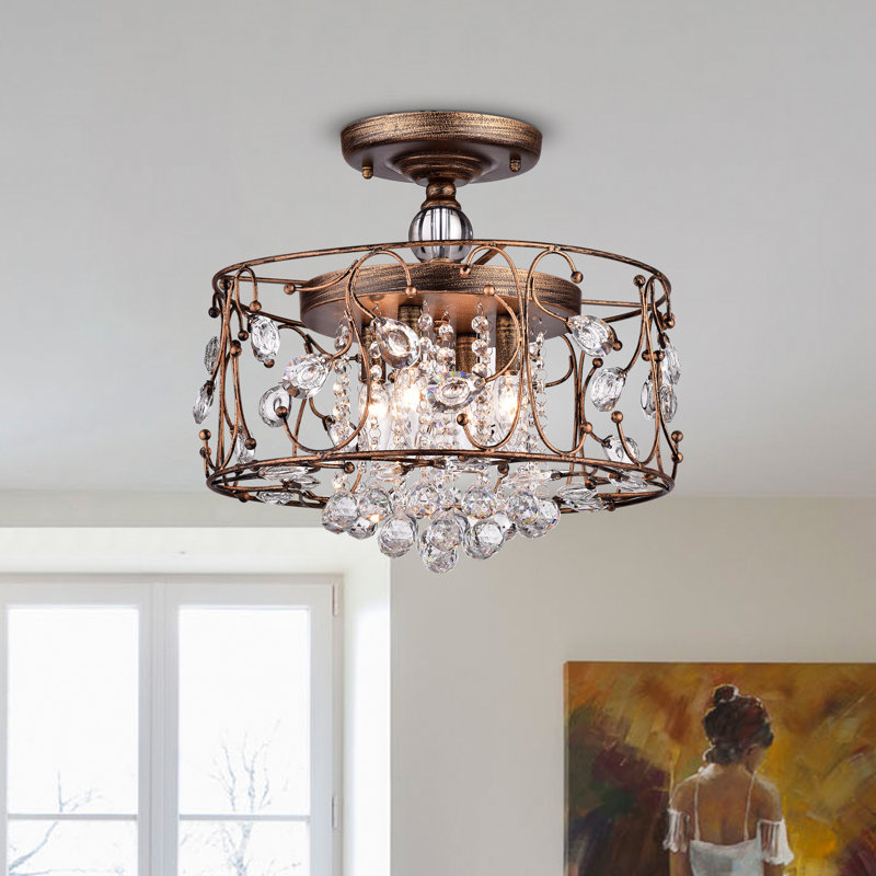 Hershberger Semi Flush Mount, Black Brushed Bronze