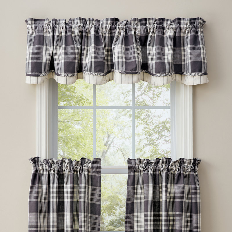  Slate Dylan Lined Layered Valance 16''L