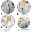 Art botanique orange et bleu discret II - Art abstrait rond en métal-1093827464