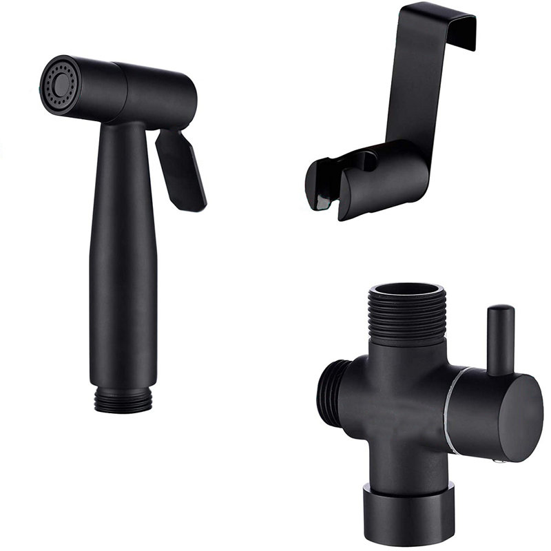 Elongated Hand Held Bidet with Faucet, Matte Black