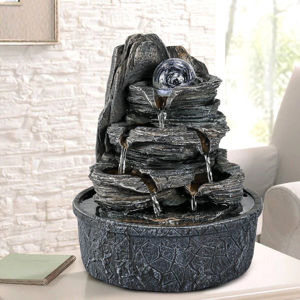 Millwood Pines Lamoille Resin Fountain with Light | Wayfair