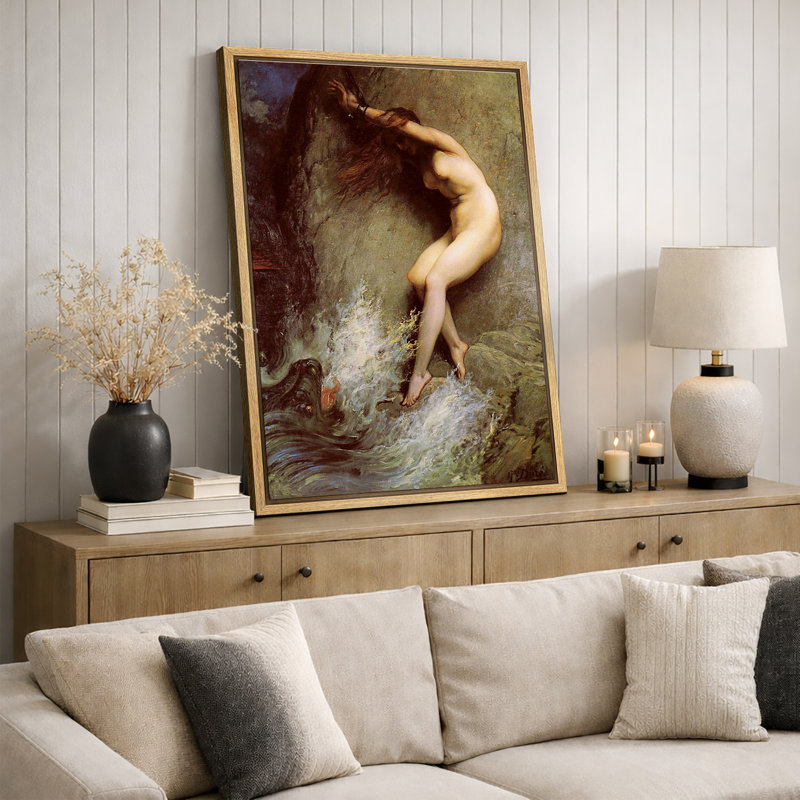 «Andromeda Mythology», œuvre d'art classique dramatique romantique, impression sur toile encadrée, Natural Floater Frame