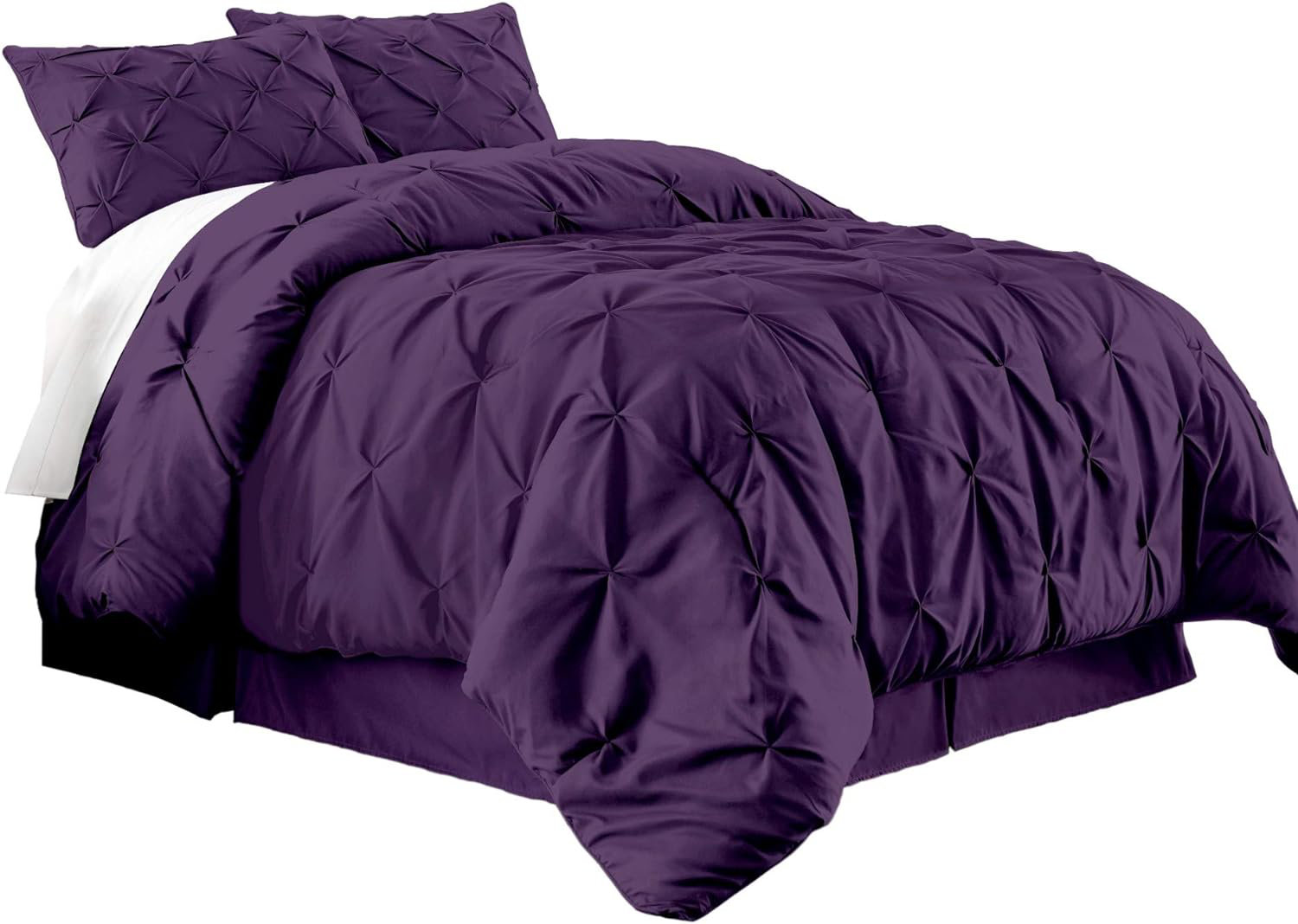 Chezmoi Collection Berlin Pintuck Microfiber 3-Piece Comforter Set & Reviews | Wayfair