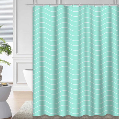 Rideau de douche vert eau avec vagues