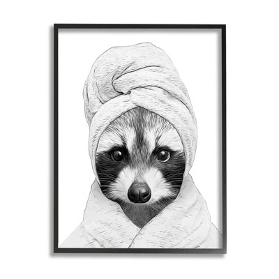 Impression amusante serviette de bain raton laveur sur bois par Annalisa Latella
