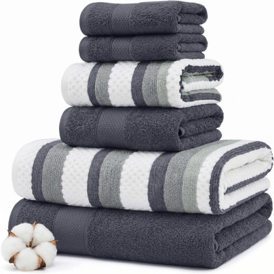 Ensemble de serviettes réversibles en fils de jacquard réversible 6 pièces Modern Threads Pax - Serviettes de bain, débarbouillettes et débarbouillettes - Super absorbant et à séchage rapide