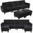 115" Modern U-Shaped Sectional Sofa with 2 Movable Ottomans, USB Ports & Foldable Side Tables, Chenille Fabric 6-Seater Modular Couch with Pocket Spring Seats for Living Room-1867120573