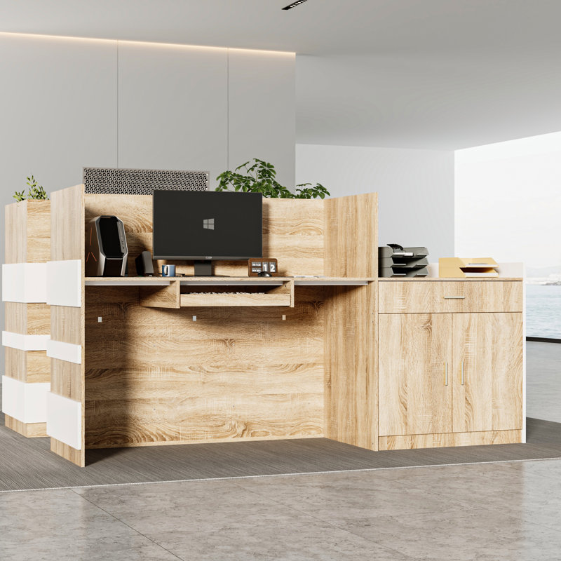 87.2" Wide Workstation Desk With Printer Stand & Storage