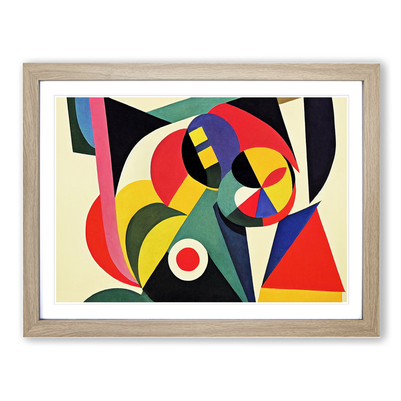 Great Modern Abstract 1 Piece Single Picture Frame Painting, 34cm H x 46cm W x 2cm D, Oak