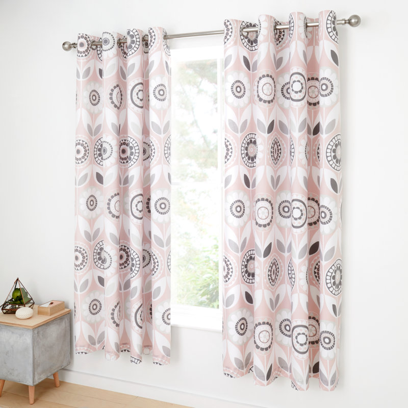 Annika Eyelet Room Darkening Curtains, Pink
