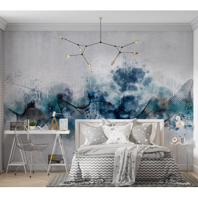 Papier peint abstrait - Vague bleue moderne