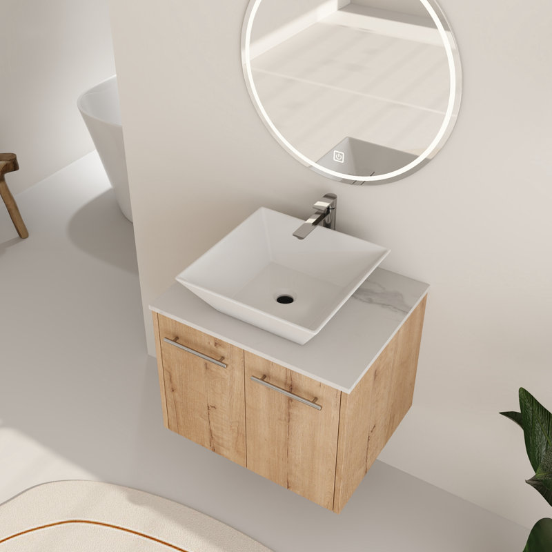  Ensemble de meuble-lavabo simple 24 po avec comptoir en céramique Beber, Carrée, 24"