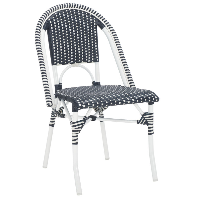 Torino Outdoor Dining Side Chair, Navy/White