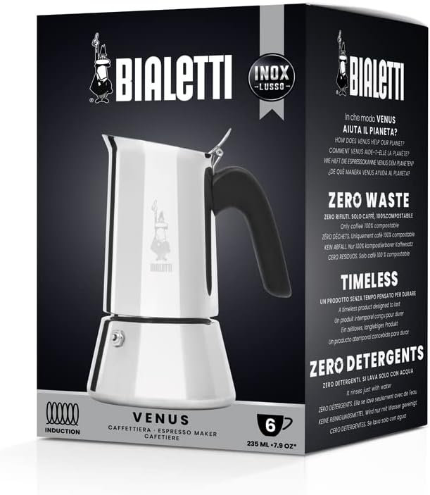 Bialetti Stainless Steel 6-Cup Stovetop Espresso Maker