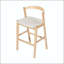 Tabouret en bois d'hévéa - Finition naturelle avec coussin en polyester beige-151399093