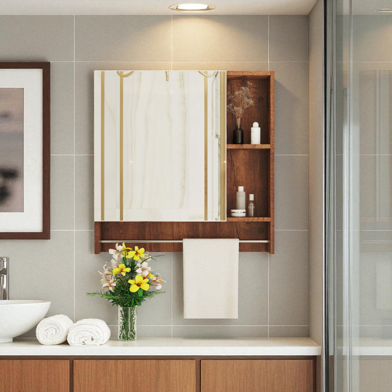 Armoire de toilette murale avec tablettes et porte-serviettes