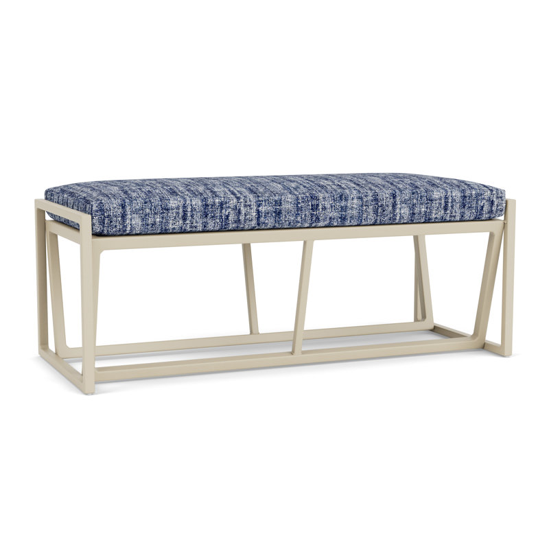 Summit Outdoor Dining Bench, Linen, Visions Cobalt