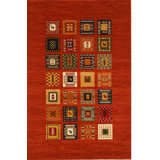 Wool Geometric Area Rug in Red