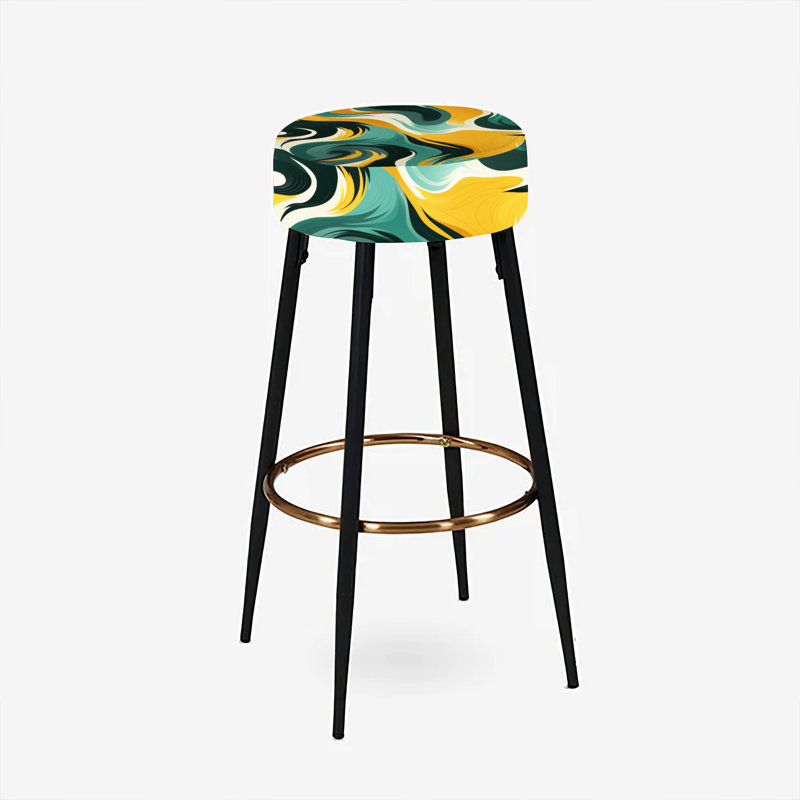 Jungle Majesty en orange et vert - ensemble de 2 tabourets de bar abstraits