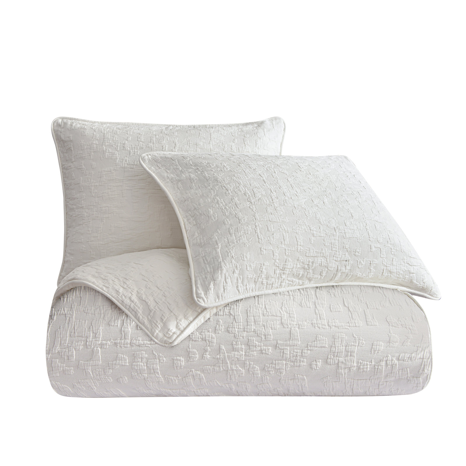 Bloomville Cotton Duvet Cover Set, Vintage White, Queen Duvet Cover + 2 Standard Shams