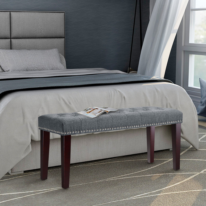 Banc rembourré de 38 po, gris