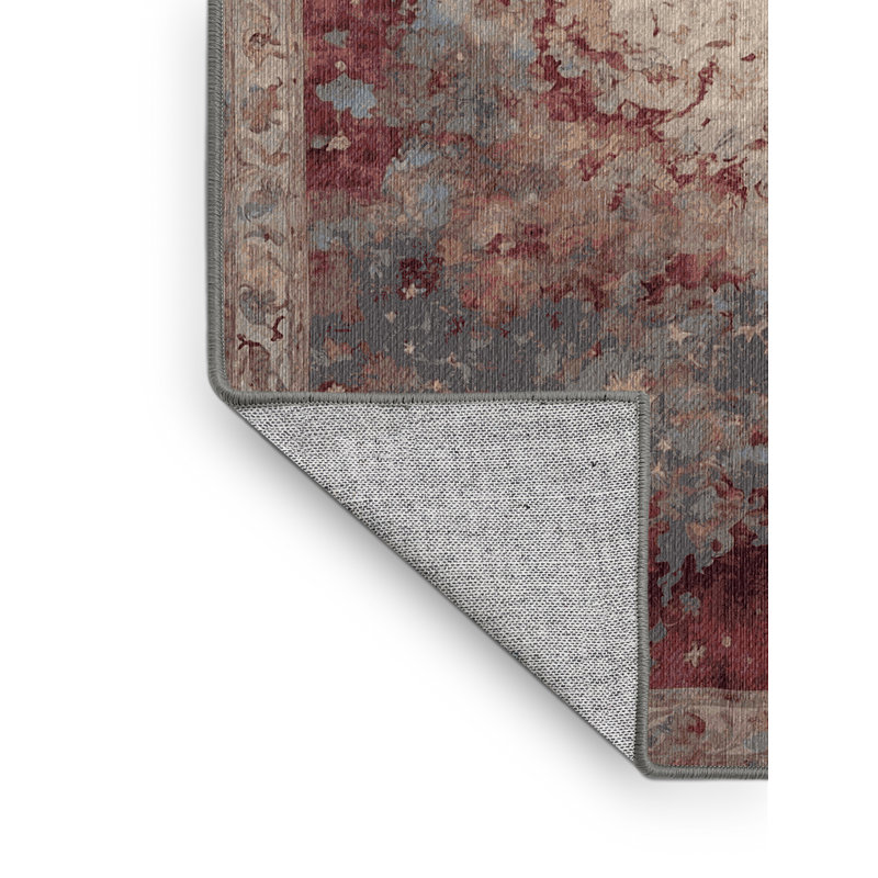 Machine Washable Gray Area Rug, Rectangle 4' x 6'