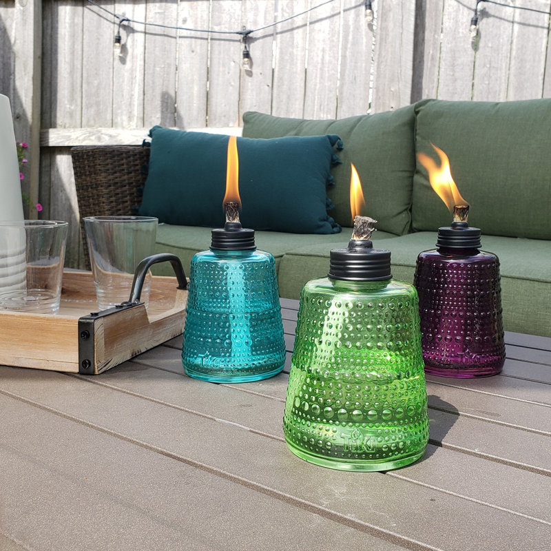 Torche de table TIKI® de 6 po en verre bleu vert et mauve